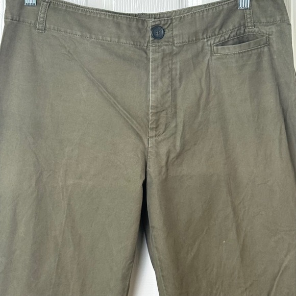 Banana Republic Martin Fit Pants 12 Olive Green Wide Leg Side Slit Chino Vintage - Picture 2 of 8